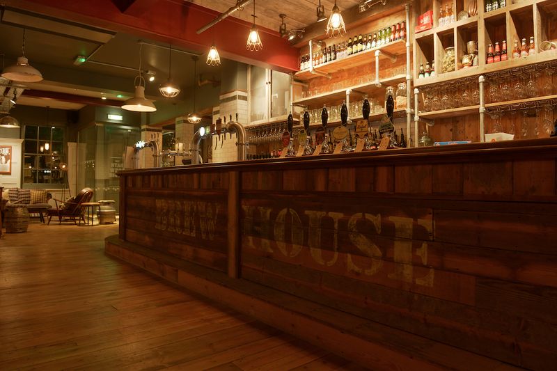 The snazzy bar at The Bath Brew House