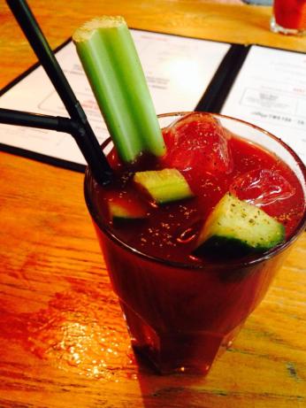 The Mother Mary cocktail at Start the Bus - one of their impressive Bloody Mary variations which contains Shiraz as well as vodka.