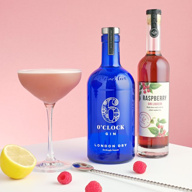 6 o'clock gin bottles and cocktail ingredients