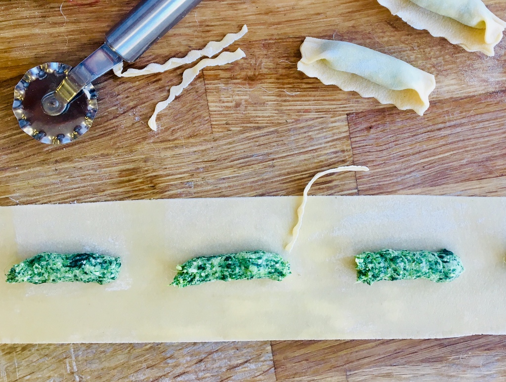 Pasta sheets rolled with filling