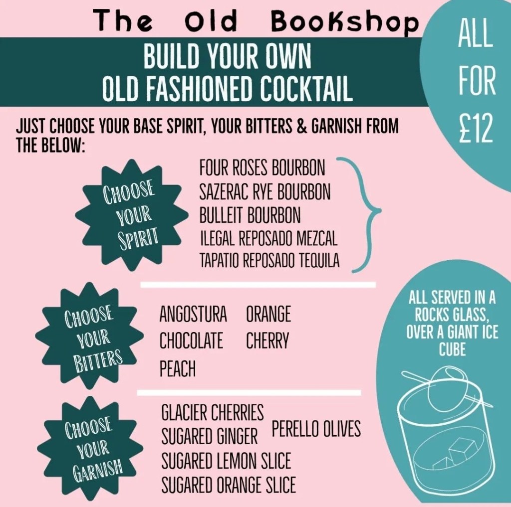 Build your own Old Fashioned cocktail menu - various options