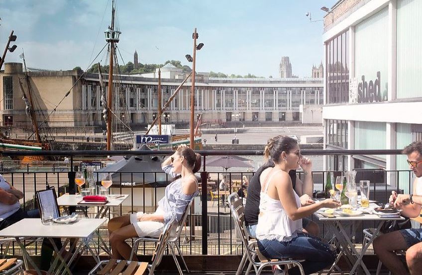 People sat on the terrace outside Gambas