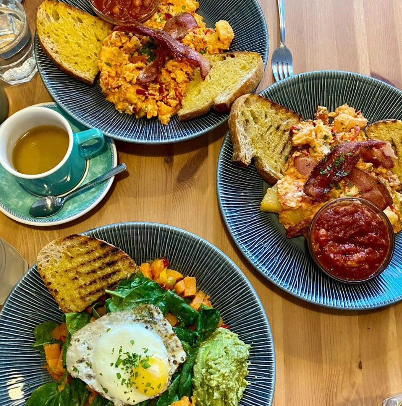 Breakfast dishes from above