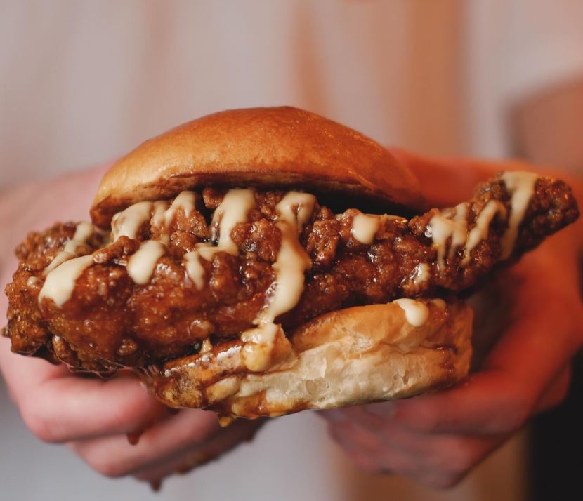 Chicken burger close up