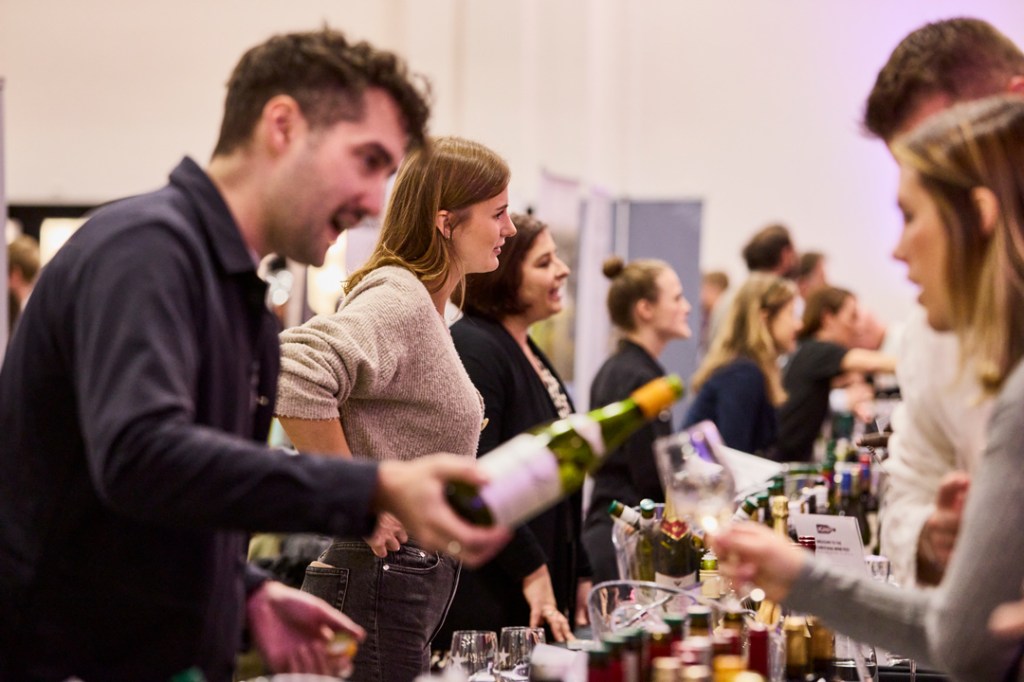 People sampling wines at festival