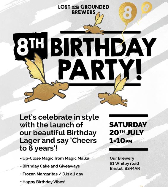 Poster for Lost and Grounded 8th birthday party