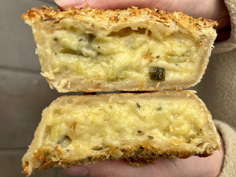 Cross section of cheese pie