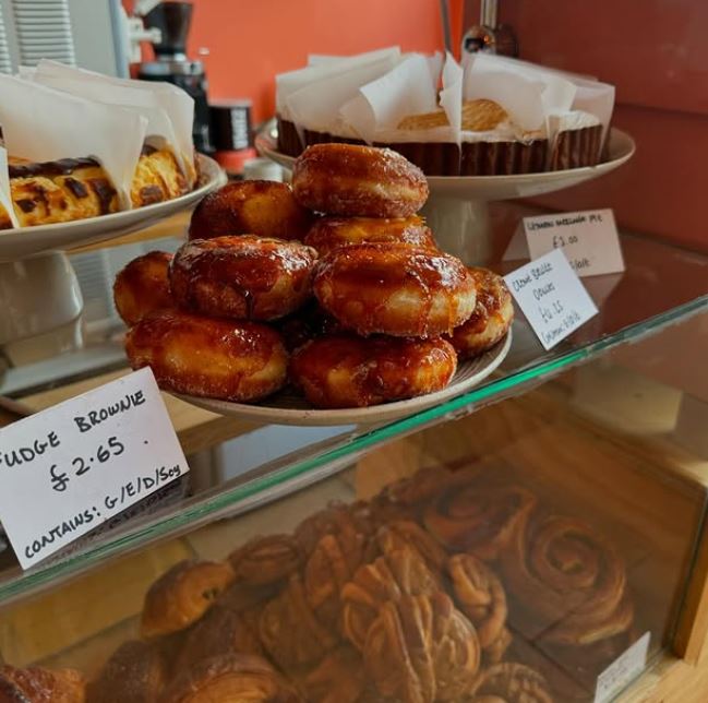 Pastries on counter at Catley's bakery