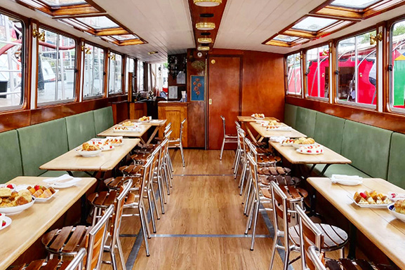 Cream tea on Bristol Packet boat