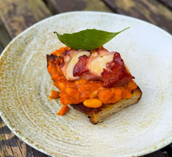 Octopus and nduja bruschetta from Rino di Donato