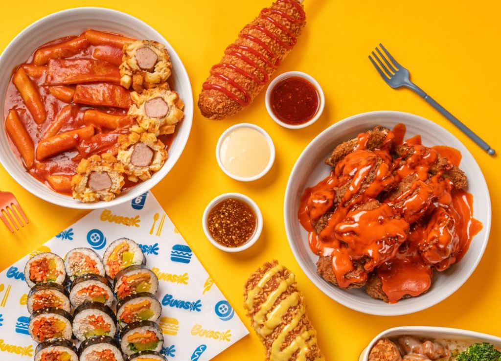 Selection of Korean dishes at Bunsik