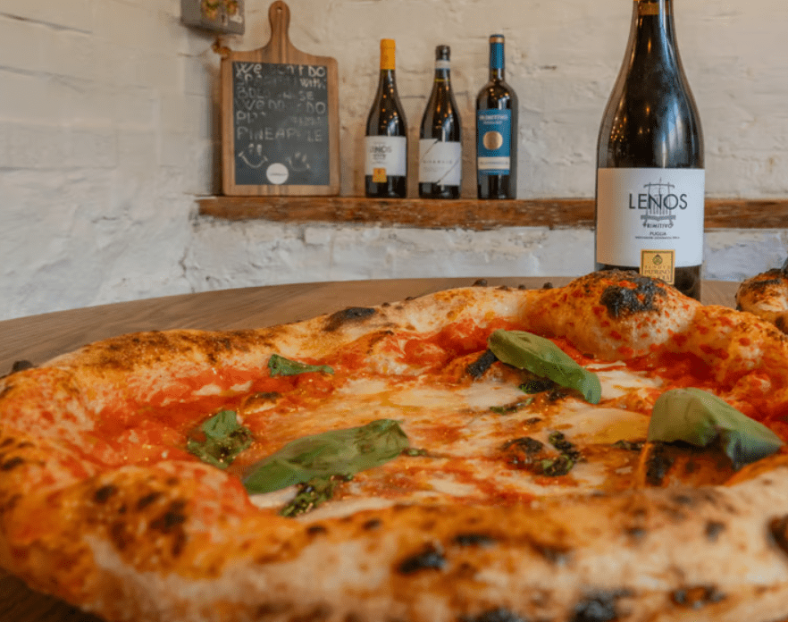 Molto Buono pizza and wine